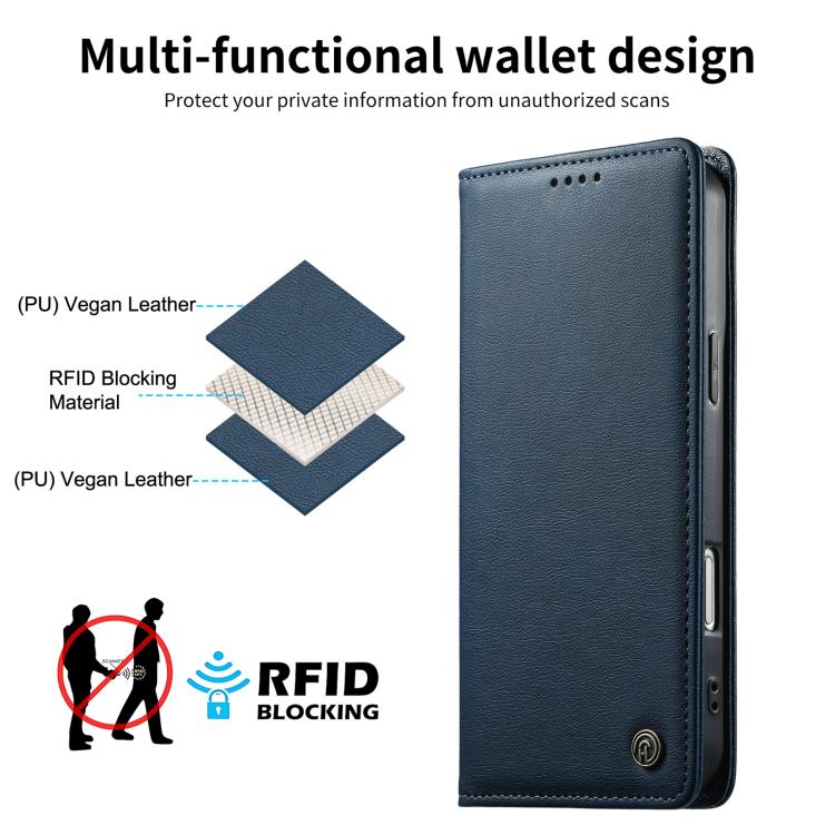 For Redmi Note 13 Pro+ Dierfeng Metal Snap Magnetic RFID Vegan Leather Phone Case