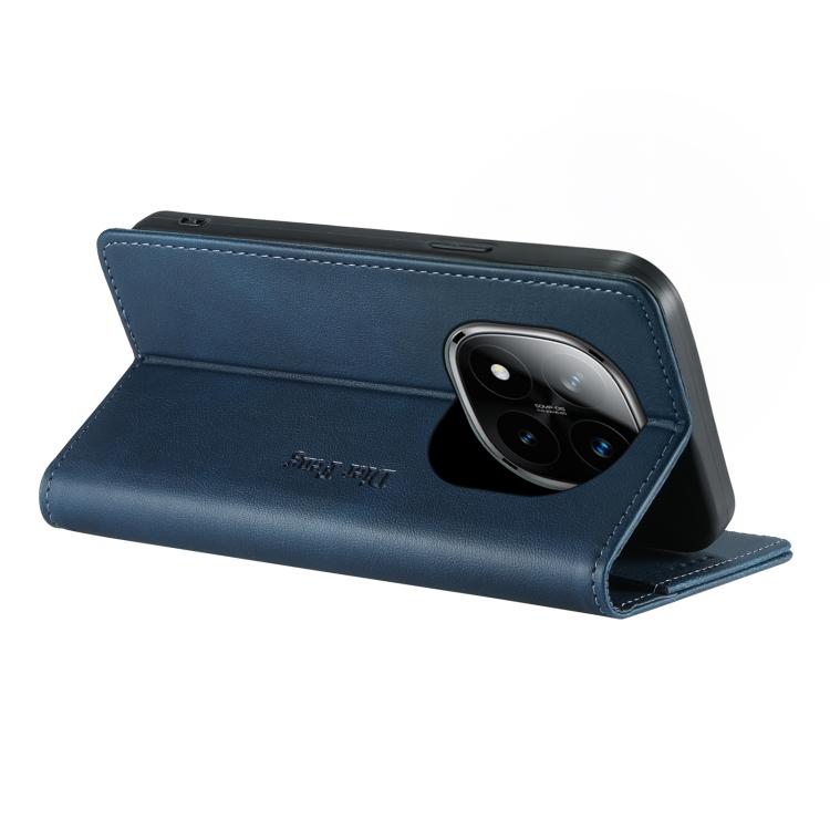 For Redmi Note 14 Pro 5G / Note 14 Pro+ 5G Dierfeng Metal Snap Magnetic RFID Vegan Leather Phone Case
