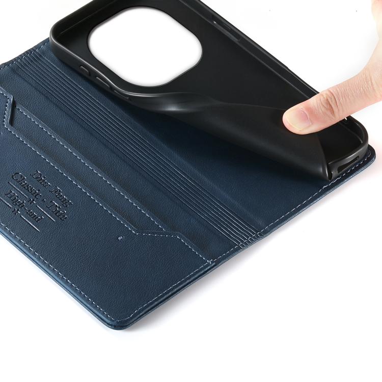 For Redmi Note 14 Pro 5G / Note 14 Pro+ 5G Dierfeng Metal Snap Magnetic RFID Vegan Leather Phone Case
