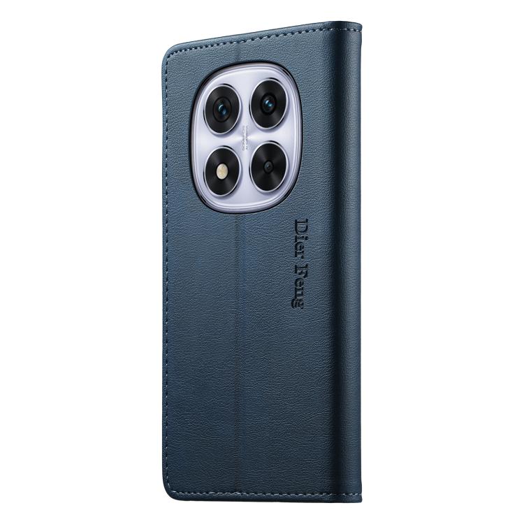 For Redmi Note 14 Pro 4G Dierfeng Metal Snap Magnetic RFID Vegan Leather Phone Case