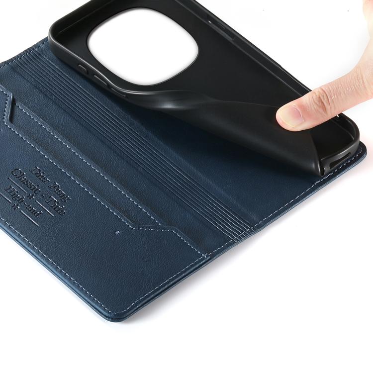 For Redmi Note 14 Pro 4G Dierfeng Metal Snap Magnetic RFID Vegan Leather Phone Case