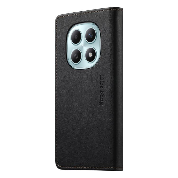 For Redmi Note 15 4G / 5G Global 164mm / Poco M8 5G Dierfeng Metal Snap Magnetic RFID Vegan Leather Phone Case