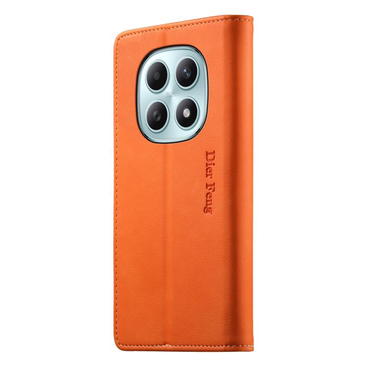 For Redmi Note 15 4G / 5G Global 164mm / Poco M8 5G Dierfeng Metal Snap Magnetic RFID Vegan Leather Phone Case