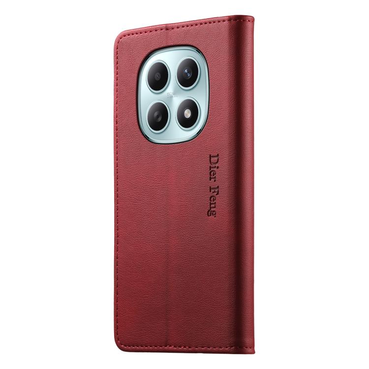 For Redmi Note 15 4G / 5G Global 164mm / Poco M8 5G Dierfeng Metal Snap Magnetic RFID Vegan Leather Phone Case