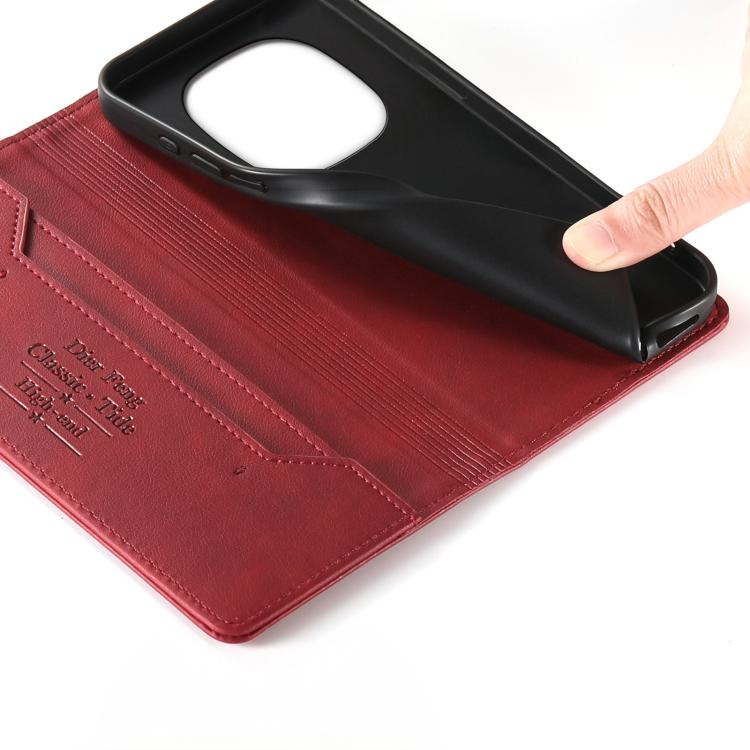 For Redmi Note 15 4G / 5G Global 164mm / Poco M8 5G Dierfeng Metal Snap Magnetic RFID Vegan Leather Phone Case