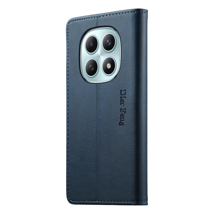 For Redmi Note 15 4G / 5G Global 164mm / Poco M8 5G Dierfeng Metal Snap Magnetic RFID Vegan Leather Phone Case