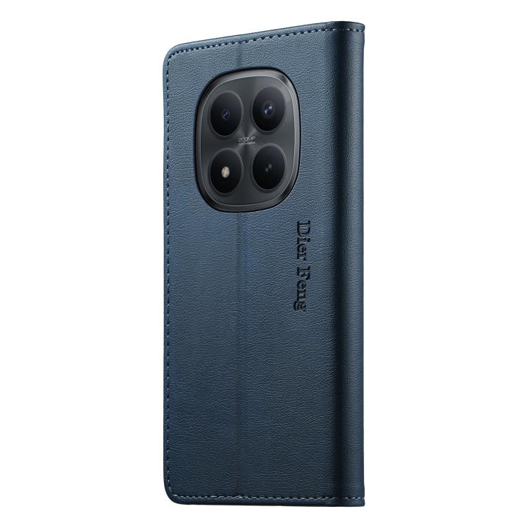 For Redmi Note 15 Pro 4G Global 163.2mm Dierfeng Metal Snap Magnetic RFID Vegan Leather Phone Case