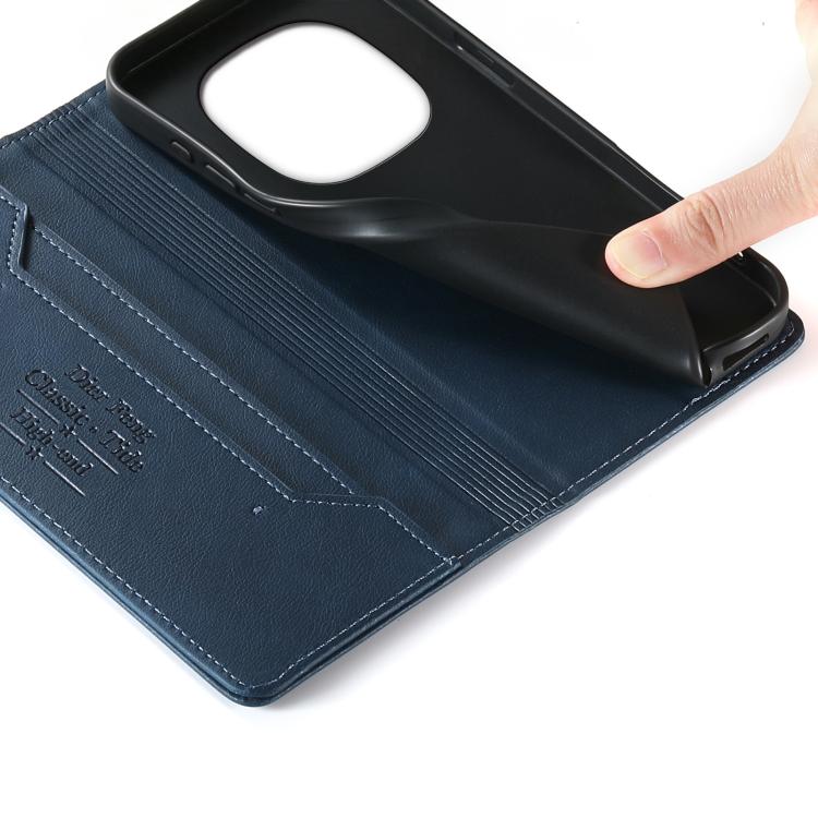 For Redmi Note 15 Pro 4G Global 163.2mm Dierfeng Metal Snap Magnetic RFID Vegan Leather Phone Case