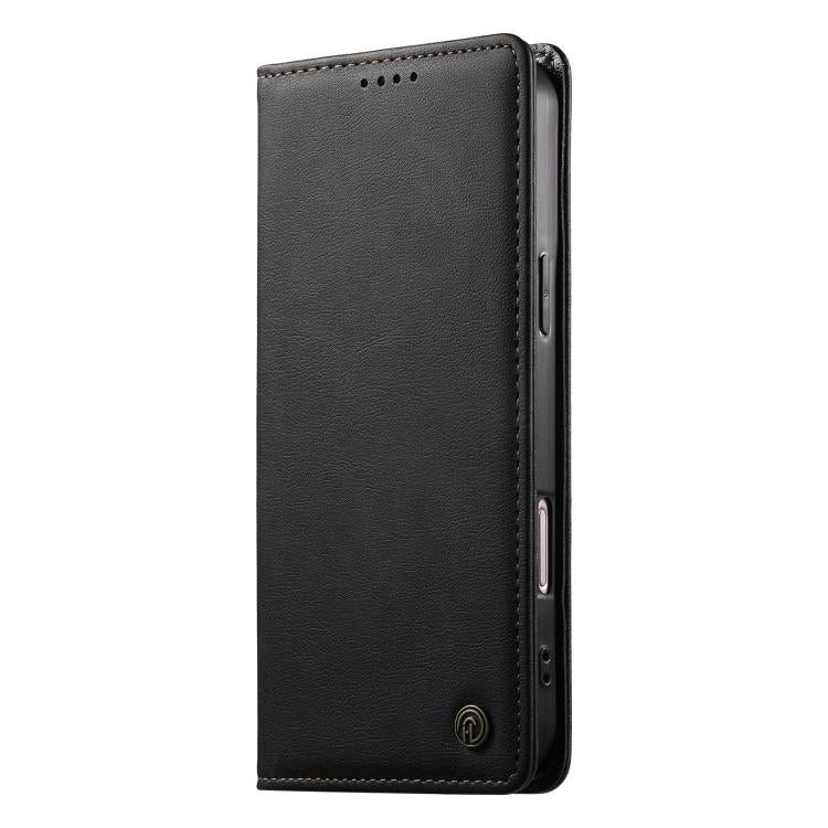 For Redmi Turbo 4 Pro / Xiaomi Poco F7 Dierfeng Metal Snap Magnetic RFID Vegan Leather Phone Case
