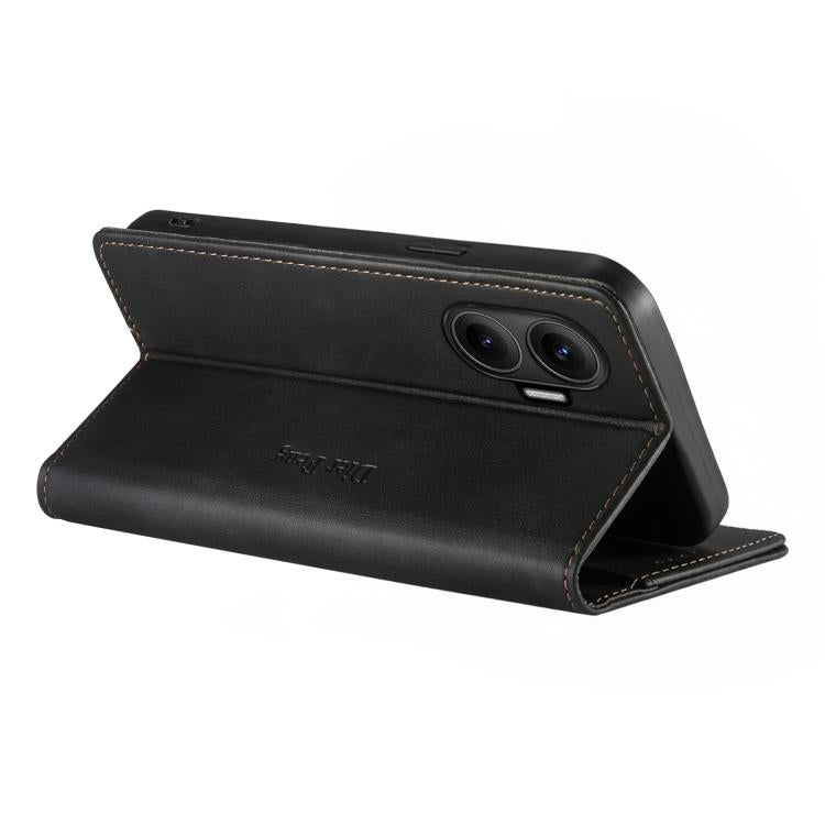 For Redmi Turbo 4 Pro / Xiaomi Poco F7 Dierfeng Metal Snap Magnetic RFID Vegan Leather Phone Case