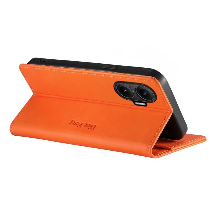 For Redmi Turbo 4 Pro / Xiaomi Poco F7 Dierfeng Metal Snap Magnetic RFID Vegan Leather Phone Case