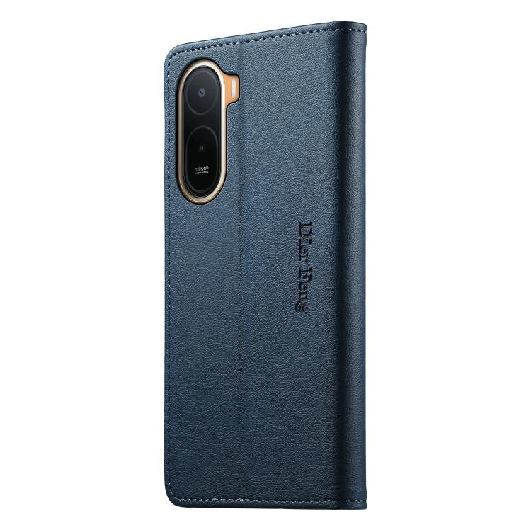 For Redmi A7 Pro 171mm / Poco C85x 5G Dierfeng Metal Snap Magnetic RFID Vegan Leather Phone Case