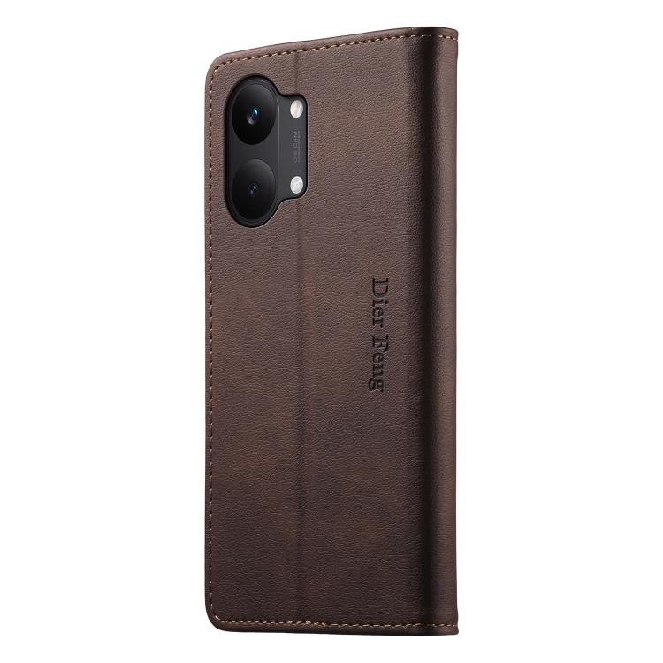 For Redmi Turbo 5 Max / Poco X8 Pro Max Dierfeng Metal Snap Magnetic RFID Vegan Leather Phone Case