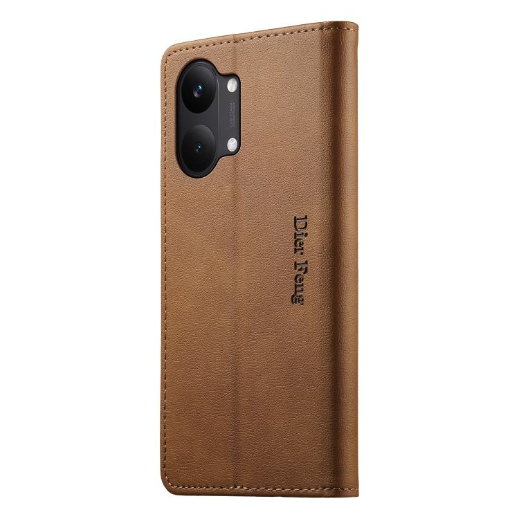 For Redmi Turbo 5 Max / Poco X8 Pro Max Dierfeng Metal Snap Magnetic RFID Vegan Leather Phone Case