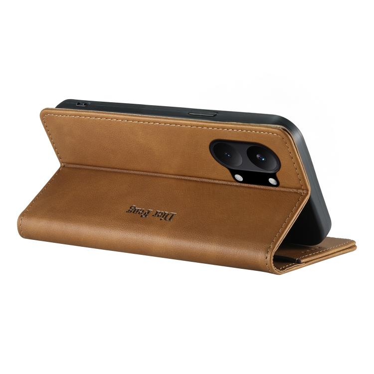 For Redmi Turbo 5 Max / Poco X8 Pro Max Dierfeng Metal Snap Magnetic RFID Vegan Leather Phone Case