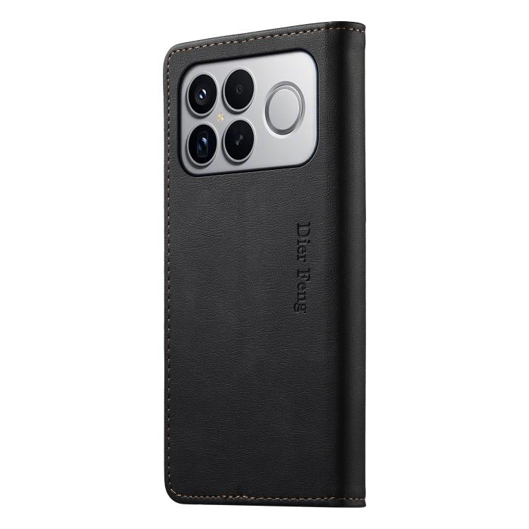 For Redmi K90 Pro Max / Poco F8 Ultra Dierfeng Metal Snap Magnetic RFID Vegan Leather Phone Case