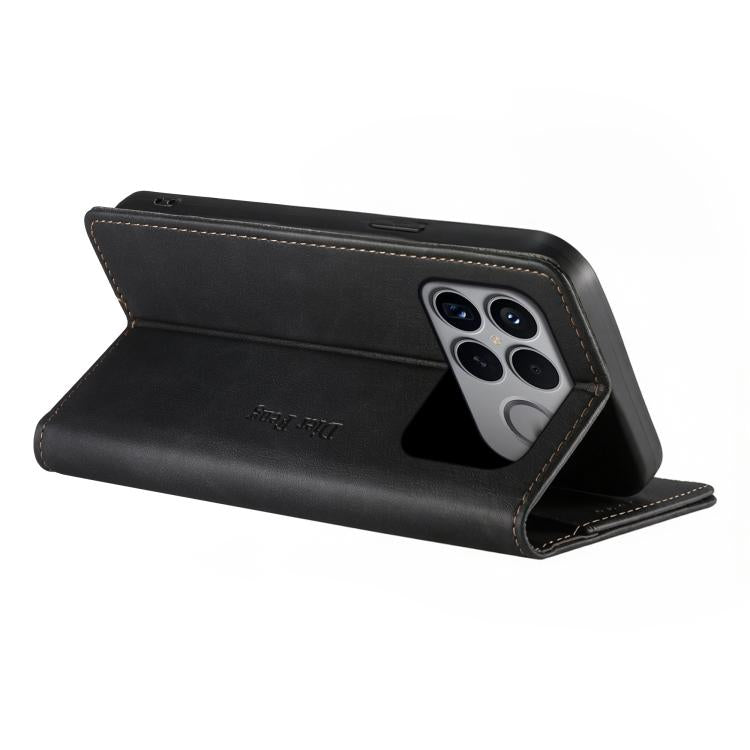 For Redmi K90 Pro Max / Poco F8 Ultra Dierfeng Metal Snap Magnetic RFID Vegan Leather Phone Case