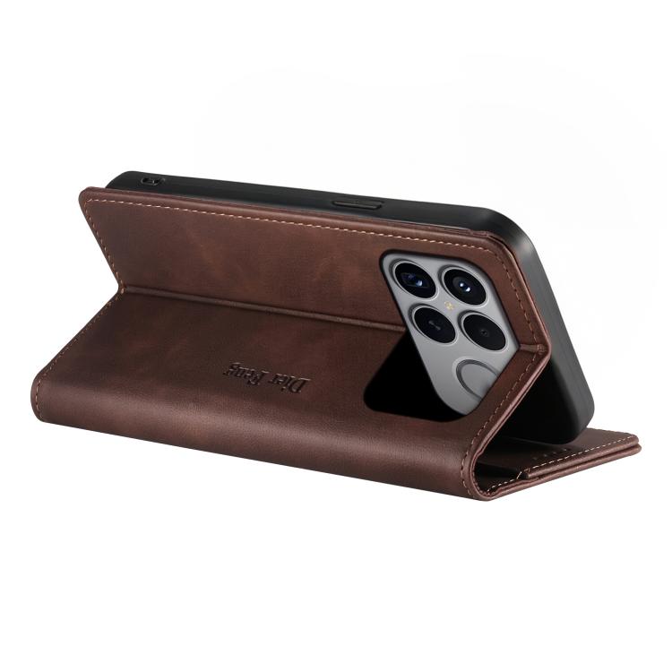 For Redmi K90 Pro Max / Poco F8 Ultra Dierfeng Metal Snap Magnetic RFID Vegan Leather Phone Case
