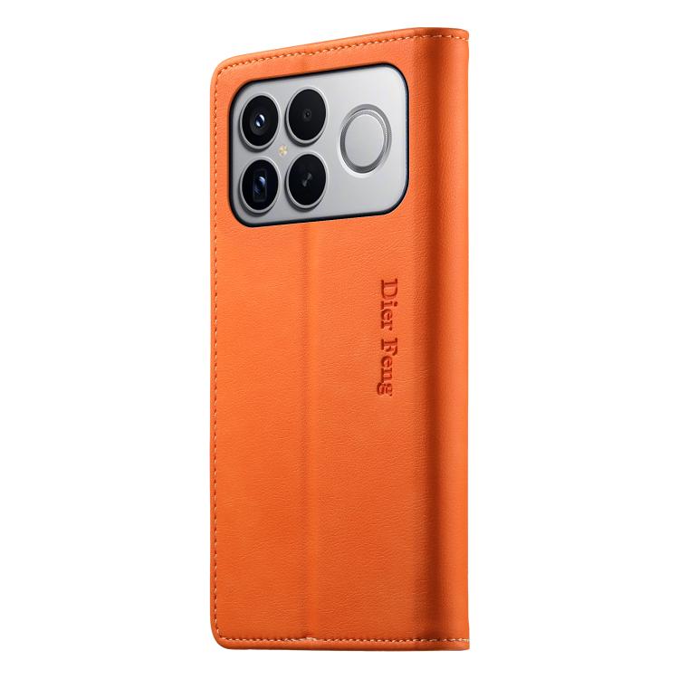 For Redmi K90 Pro Max / Poco F8 Ultra Dierfeng Metal Snap Magnetic RFID Vegan Leather Phone Case