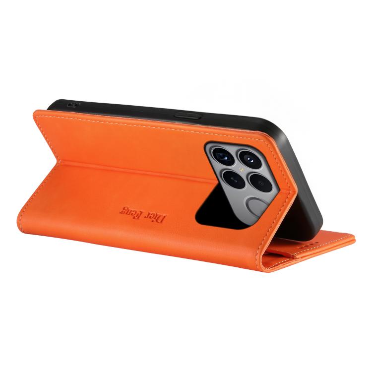 For Redmi K90 Pro Max / Poco F8 Ultra Dierfeng Metal Snap Magnetic RFID Vegan Leather Phone Case