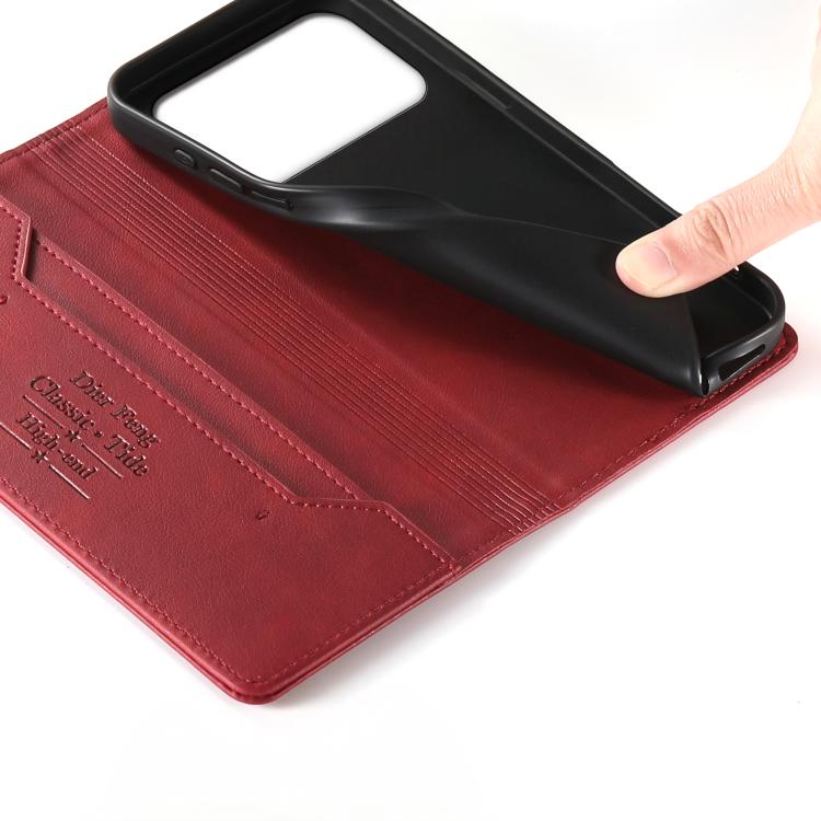 For Redmi K90 Pro Max / Poco F8 Ultra Dierfeng Metal Snap Magnetic RFID Vegan Leather Phone Case