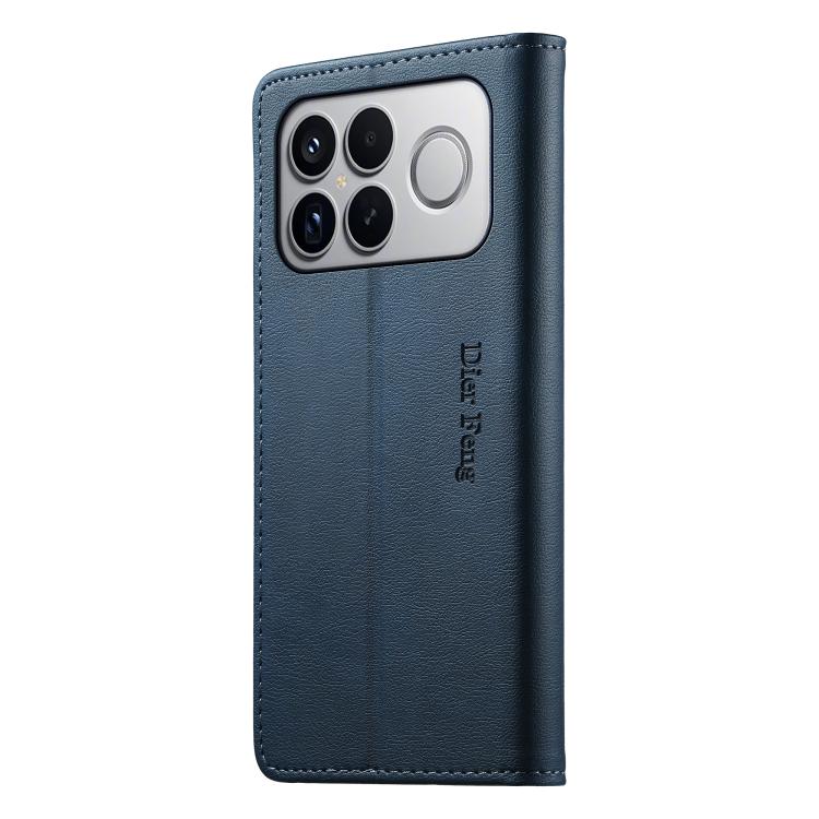 For Redmi K90 Pro Max / Poco F8 Ultra Dierfeng Metal Snap Magnetic RFID Vegan Leather Phone Case