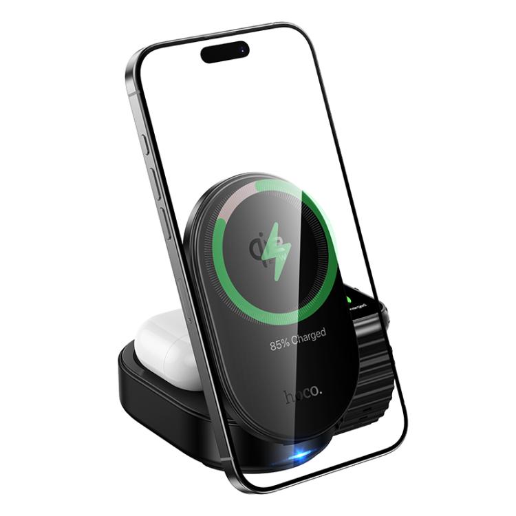 hoco CQ23 Pole Qi2.2 3-in-1 Magnetic Wireless Fast Charger - Black