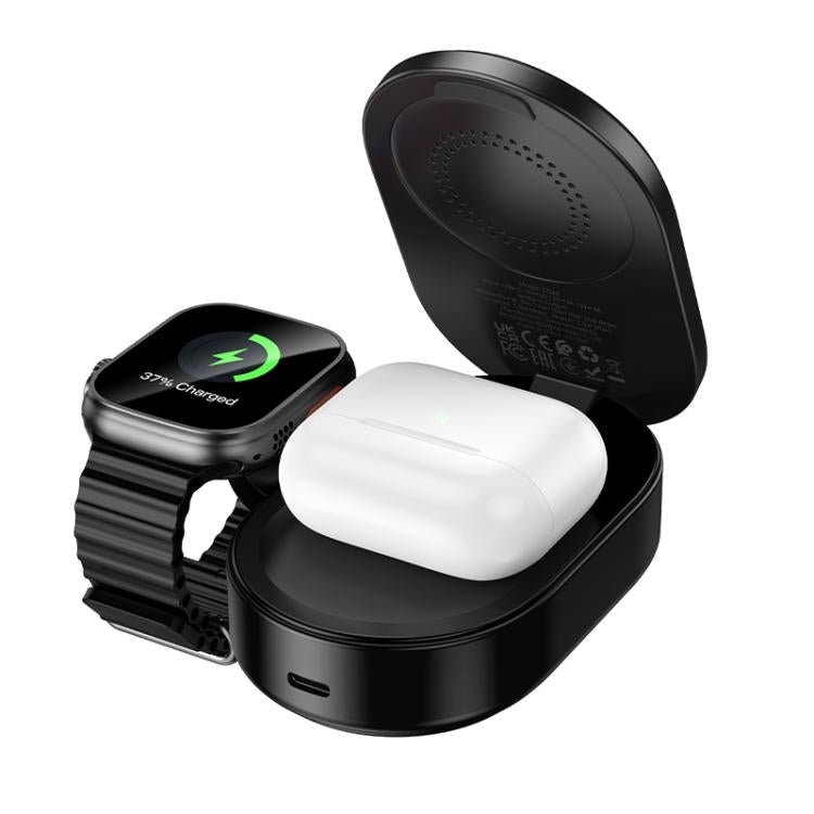 hoco CQ23 Pole Qi2.2 3-in-1 Magnetic Wireless Fast Charger - Black