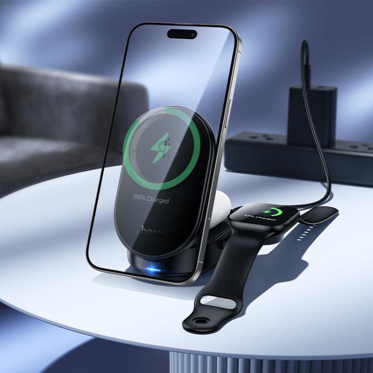 hoco CQ23 Pole Qi2.2 3-in-1 Magnetic Wireless Fast Charger - Black