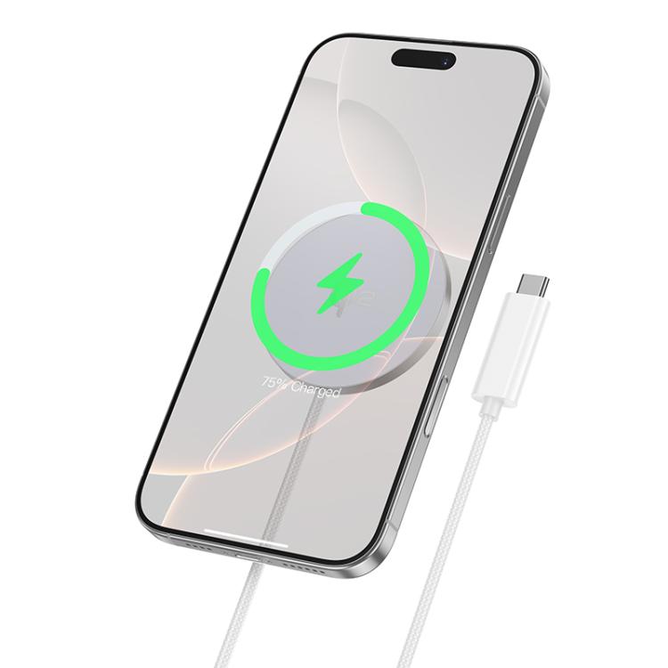 hoco CW63 Qi2 Magnetic Wireless Fast Charger - White