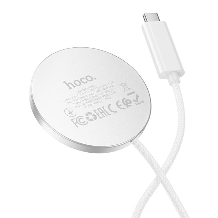 hoco CW63 Qi2 Magnetic Wireless Fast Charger - White