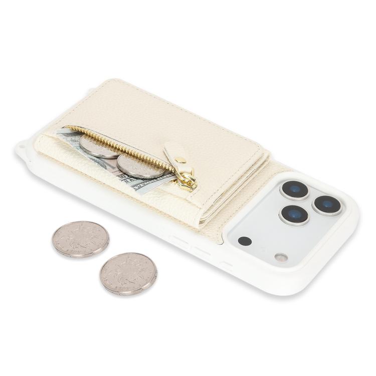 For iPhone 17 Pro Max Crossbody Zipper Wallet Ring Holder Litchi Leather Phone Case