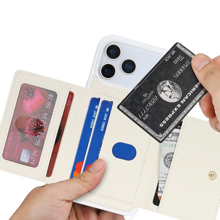 For iPhone 17 Pro Max Crossbody Zipper Wallet Ring Holder Litchi Leather Phone Case