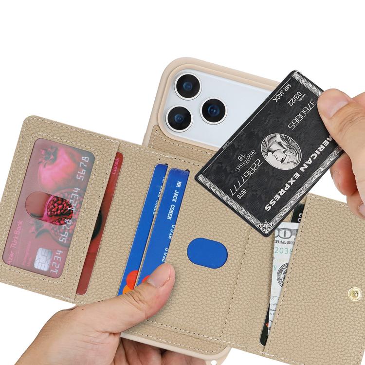 For iPhone 17 Pro Max Crossbody Zipper Wallet Ring Holder Litchi Leather Phone Case