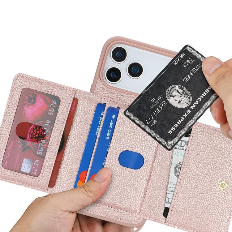 For iPhone 17 Pro Crossbody Zipper Wallet Ring Holder Litchi Leather Phone Case
