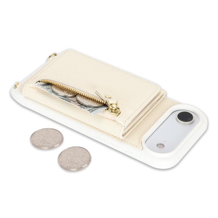 For iPhone Air Crossbody Zipper Wallet Ring Holder Litchi Leather Phone Case