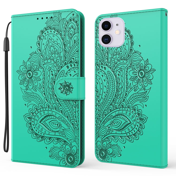For iPhone 12 mini Peacock Embossed Pattern Horizontal Flip Leather Case with Holder & Card Slots & Wallet & Lanyard