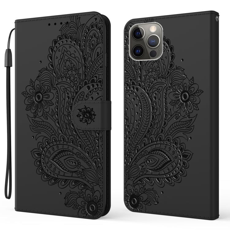 For iPhone 11 Pro Peacock Embossed Pattern Horizontal Flip Leather Case with Holder & Card Slots & Wallet & Lanyard