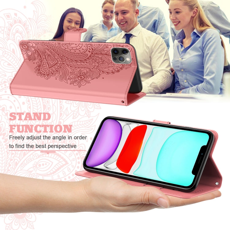 For iPhone 11 Pro Max Peacock Embossed Pattern Horizontal Flip Leather Case with Holder & Card Slots & Wallet & Lanyard