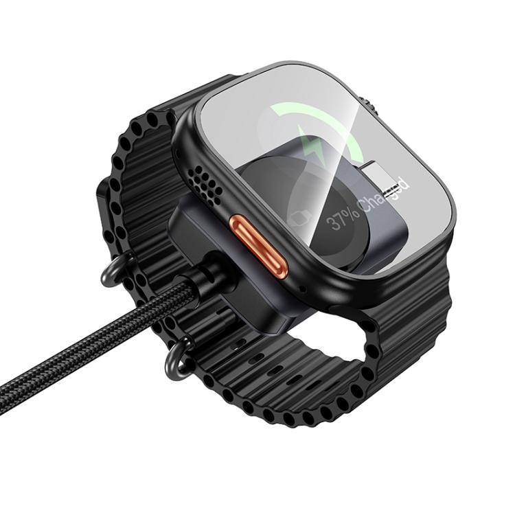 hoco CW66 1.2m PD100W & For iWatch Magnetic 2-in-1 Type-C to Type-C Charging Cable - Black