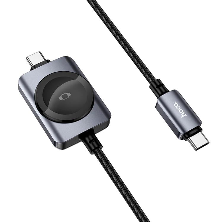 hoco CW66 1.2m PD100W & For iWatch Magnetic 2-in-1 Type-C to Type-C Charging Cable - Black