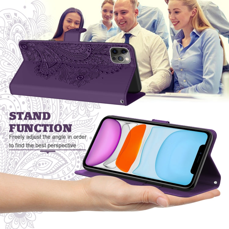 For iPhone 12 Pro Max Peacock Embossed Pattern Horizontal Flip Leather Case with Holder & Card Slots & Wallet & Lanyard