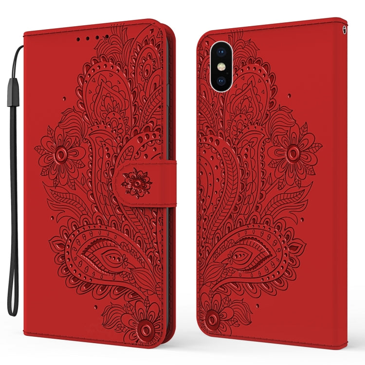 For iPhone X / XS Peacock Embossed Pattern Horizontal Flip Leather Case with Holder & Card Slots & Wallet & Lanyard
