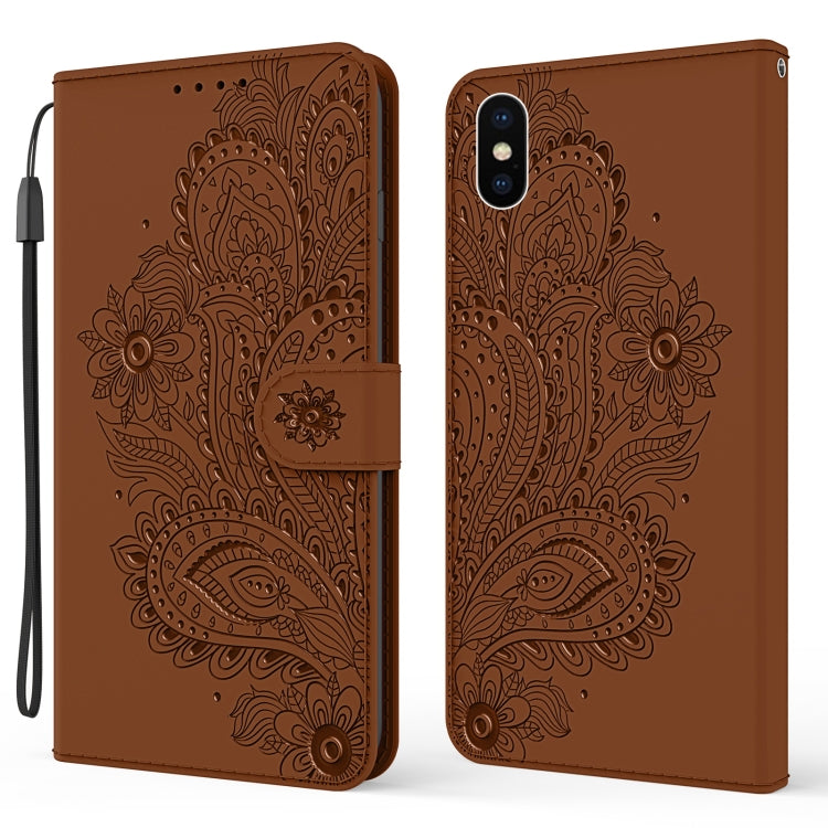 For iPhone X / XS Peacock Embossed Pattern Horizontal Flip Leather Case with Holder & Card Slots & Wallet & Lanyard