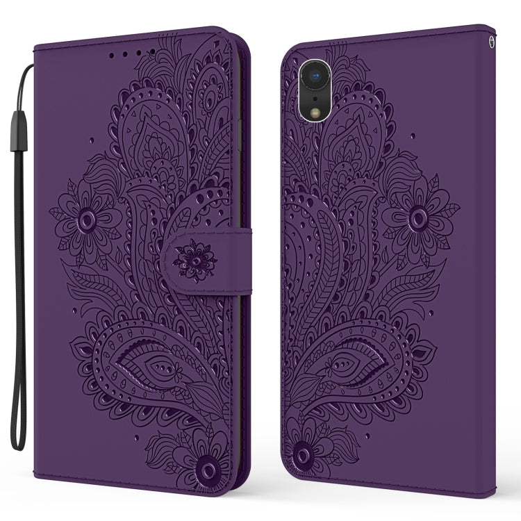 For iPhone XR Peacock Embossed Pattern Horizontal Flip Leather Case with Holder & Card Slots & Wallet & Lanyard