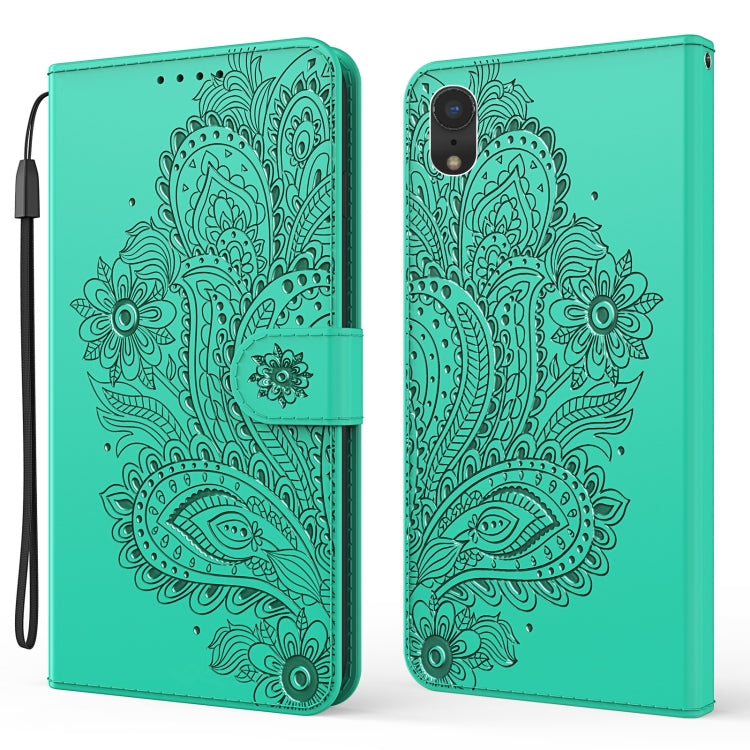 For iPhone XS Max Peacock Embossed Pattern Horizontal Flip Leather Case with Holder & Card Slots & Wallet & Lanyard