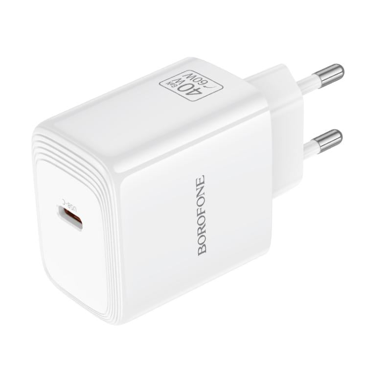 Borofone BN33 Fuente Single Port PD40W Fast Charger, Plug:EU Plug - White