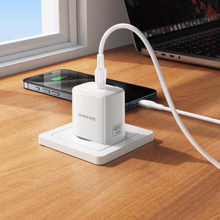 Borofone BN33 Fuente Single Port PD40W Fast Charger, Plug:EU Plug - White