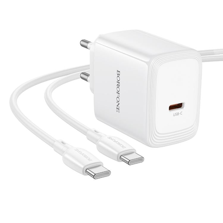 Borofone BN33 Fuente Single Port PD40W Fast Charger Set with Type-C to Type-C Cable, Plug:EU Plug - White