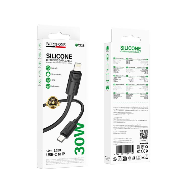 Borofone BX123 Leya PD30W Type-C to 8 Pin Silicone Charging Cable, Length: 1m